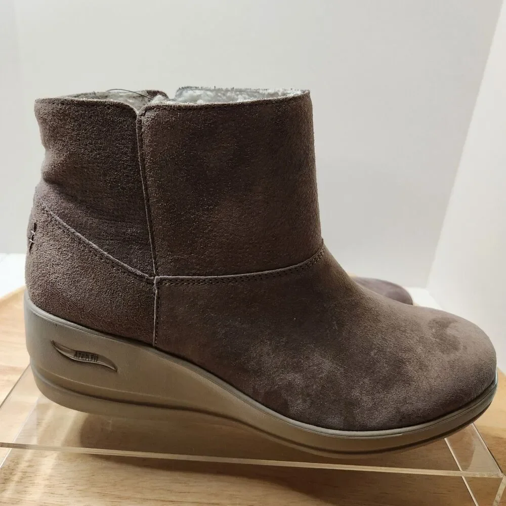 Skechers On‑the‑Go Arch Fit Lined Wedge Booties Women’s 9.5 Dark Taupe